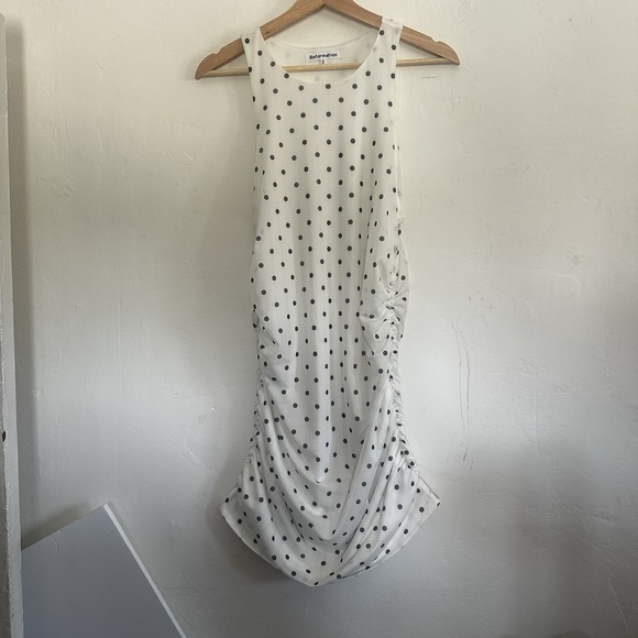 Reformation Dresses & Skirts - Reformation White Polka Dot Mini Dress with Black Dots